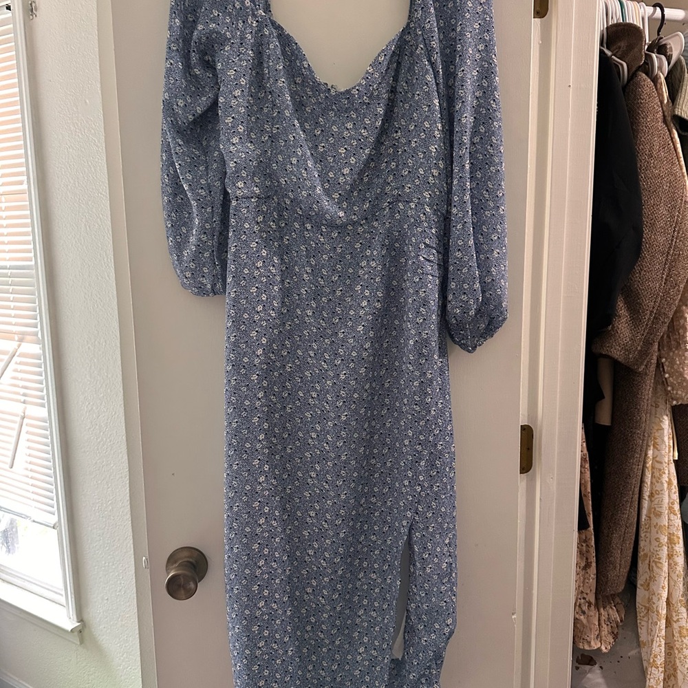 Abercrombie & Fitch Blue Floral Long Sleeve Dress
